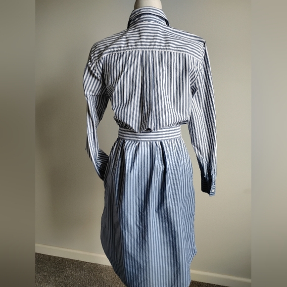 Lands' End Classic Cotton Shirt Dress Ombre Blue Stripe Preppy Size Small - Picture 13 of 17